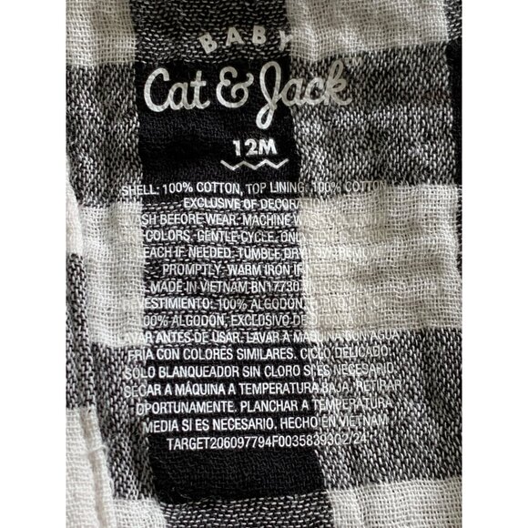 Cat & Jack Baby Girls Black Plaid Bodysuit With Floral Embroidery - Picture 10 of 11